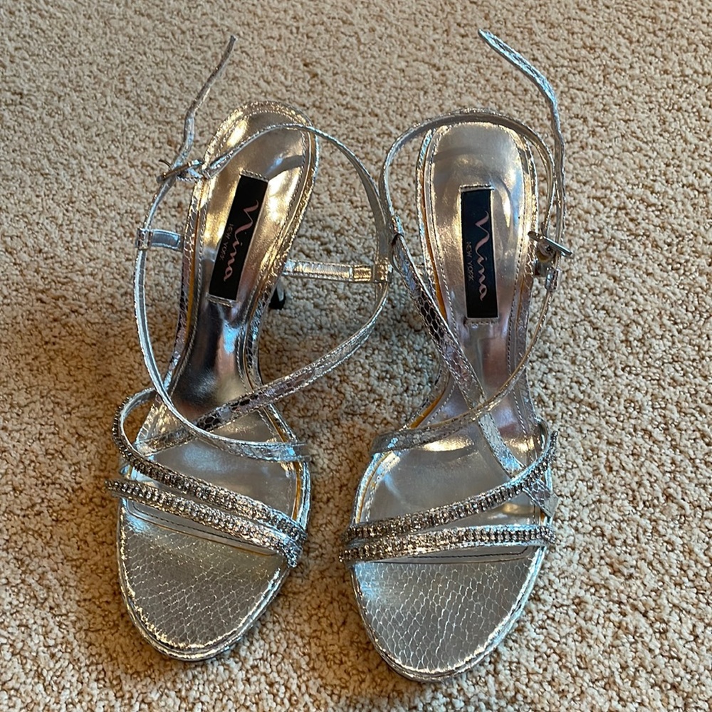 Silver high heels